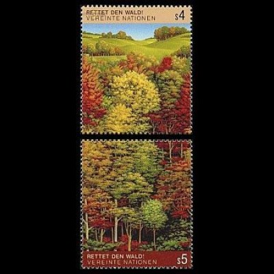 UNO Wien Mi.Nr. 81-82-Tab Rettet den Wald, Herbstlicher Laubwald (2 Werte)
