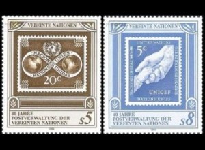 UNO Wien Mi.Nr. 121-122 40 J. Postverwaltung UNO (2 Werte)