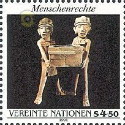 UNO Wien Mi.Nr. 123 Menschenrechte (III) ohne Zierfeld mex. Keramik (4,50)