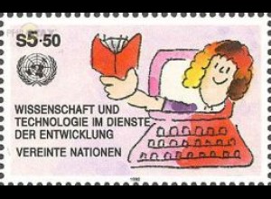 UNO Wien Mi.Nr. 135 Wissenschaft + Technik, Frau mit Buch, Computer (5,50)