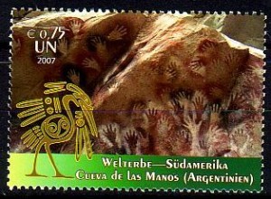UNO Wien Mi.Nr. 505 Naturerbe, Höhlenmalereien Rio Pinturas Argentinien (0,75)