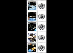 UNO Wien Mi.Nr. Zdr.513-17 Grußmarken, Int. Woche des Weltraums mit Zierfeld