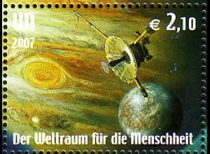 UNO Wien Mi.Nr. 520 50 Jahre Weltraumfahrt, Jupiter+Europa, Sonde Galileo (2,10)