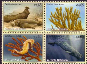 UNO Wien Mi.Nr. Zdr.526-29 Gefährdete Arten (XVI) Meerestiere