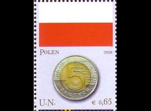 UNO Wien Mi.Nr. 530 Flaggen und Münzen, Polen (0,85)