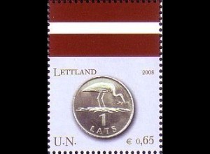 UNO Wien Mi.Nr. 531 Flaggen und Münzen, Lettland (0,85)