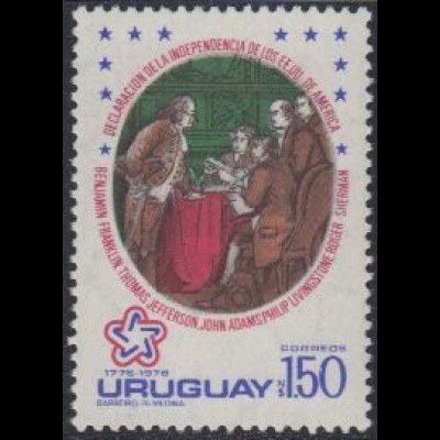 Uruguay Mi.Nr. 1413 200J. USA-Unabhängigkeit, Untrezeichnung 4.7.1776 (1,50)