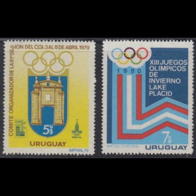 Uruguay Mi.Nr. 1522-23 Olympische Spiele 1980 Lake Placid und Moskau (2 Werte)