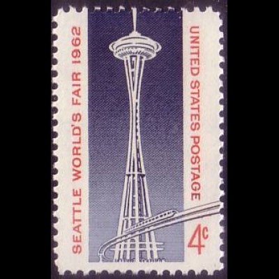 USA Mi.Nr. 826 Weltausstellung, Seattle, Aussichtstum Space Needle, Einschienenbahn (4)