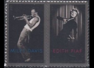 USA Mi.Nr. 4860+59 Musik, Miles Davis, Edith Piaf, skl. (Paar)