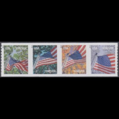 USA Mi.Nr. 4969-72IBG Freim. Flaggen, Jahreszahl 2013, skl. (Viererstreifen)