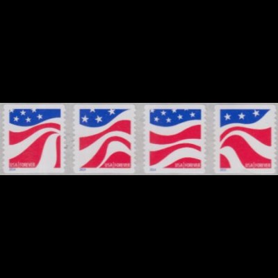 USA Mi.Nr. 5080-83 Freim. Flaggen, skl. (Viererstreifen)