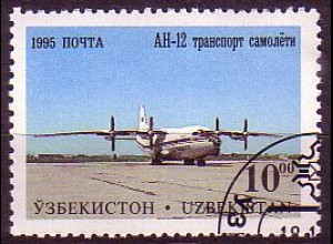 Usbekistan Mi.Nr. 80 Flugzeug, Antonow AN-12 (10,00)