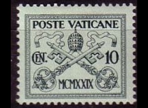 Vatikan Mi.Nr. 2 Freim. Päpstliches Wappen (10c)