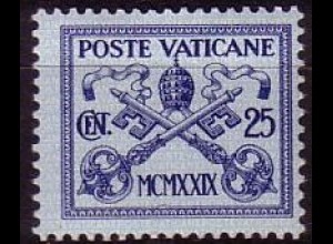 Vatikan Mi.Nr. 4 Freim. Päpstliches Wappen (25c)