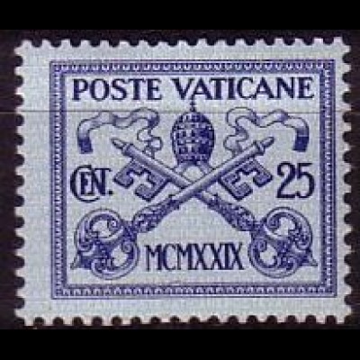 Vatikan Mi.Nr. 4 Freim. Päpstliches Wappen (25c)