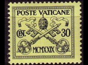 Vatikan Mi.Nr. 5 Freim. Päpstliches Wappen (30c)