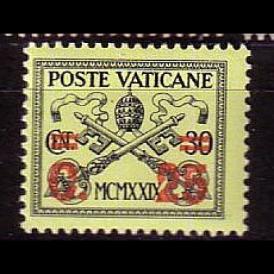 Vatikan Mi.Nr. 16 Freim. Päpstliches Wappen mit Aufdruck (25c a.30c)