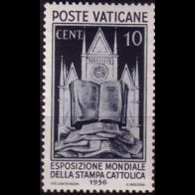 Vatikan Mi.Nr. 52 Weltausstellg. der kath. Presse, Kirche, Bücher, Zeitung (10c)
