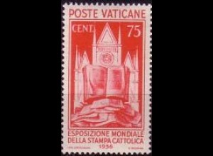Vatikan Mi.Nr. 55 Weltausstellg. der kath. Presse, Kirche, Bücher, Zeitung (75c)