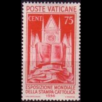 Vatikan Mi.Nr. 55 Weltausstellg. der kath. Presse, Kirche, Bücher, Zeitung (75c)