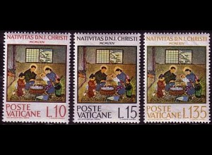 Vatikan Mi.Nr. 464-66 Weihnachten 1964, Anbetung der hl. Familie (3 Werte)