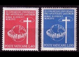 Vatikan Mi.Nr. 531-32 Weltkongreß des Laien-Apostolates, Erdkugel + Kreuz (2 W.)