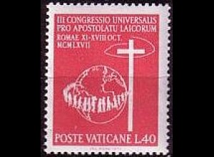 Vatikan Mi.Nr. 531 Weltkongreß des Laien-Apostolates, Erdkugel + Kreuz (40)