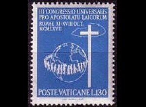 Vatikan Mi.Nr. 532 Weltkongreß des Laien-Apostolates, Erdkugel + Kreuz (130)