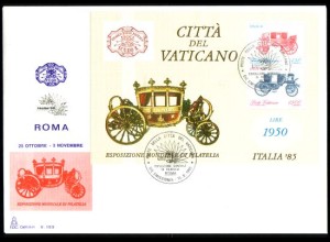 Vatikan Mi.Nr. Block 8 Briefm.ausst. ITALIA `85, Kutschen
