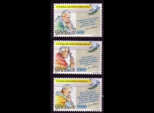 Vatikan Mi.Nr. 1101-03 Weltreisen Papst Johannes Paul II. (3 Werte)