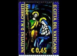 Vatikan Mi.Nr. 1567Dl Weihnachten 06 Glasfenster Consadori links geschn. (0,65)