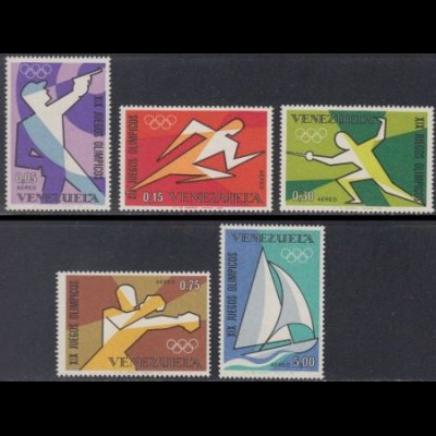 Venezuela Mi.Nr. 1747-51 Olympia 1968 Mexiko (5 Werte)