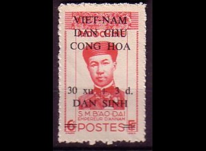 Vietnam Dem.Rep. Mi.Nr. 49A Indochinesische Herrscher, mit Aufdruck (30+3)