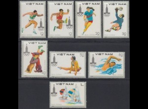 Vietnam Mi.Nr. 1093-1100 Olympische Sommerspiele Moskau (8 Werte)