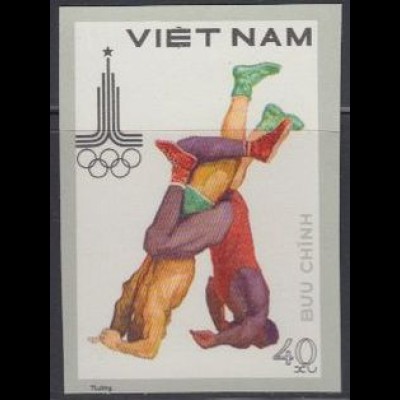 Vietnam Mi.Nr. 1097U Olymp. Sommerspiele Moskau, ungez., Ringen (40)