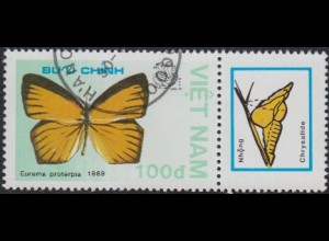 Vietnam Mi.Nr. 1995 Ausstellung INDIA'89, Schmetterling Eurema proterpia (100)