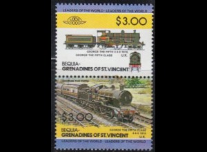 St.Vincent-Grenadinen-Bequia Mi.Nr. Zdr.64-65 Lokomotiven George the fifth (2 W)