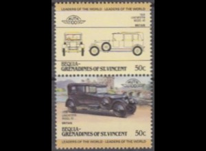 St.Vincent-Grenadinen-Bequia Mi.Nr. Zdr.118-19 Autos, Lanchester Mod40 (2 Werte)
