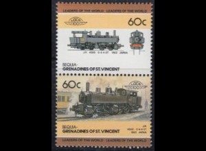 St.Vincent-Grenadinen-Bequia Mi.Nr. Zdr.130-31 Lokomotiven, J.R.4500 (2 Werte)