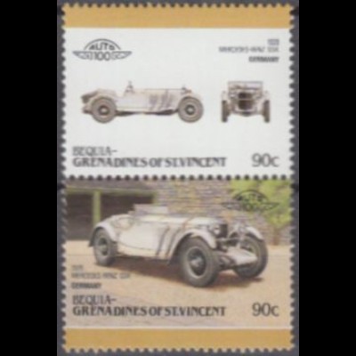 St.Vincent-Grenadinen-Bequia Mi.Nr. Zdr.210-11 Autos, Mercedes SSK (2 Werte)