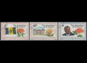 St.Vincent-Grenadinen Mi.Nr. 179-81 Unabhängigkeitstag (3 Werte)