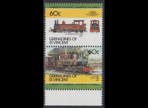 St.Vincent-Grenadinen Mi.Nr. Zdr.332-33 Lokomotiven, J.B.Earle (2 Werte)