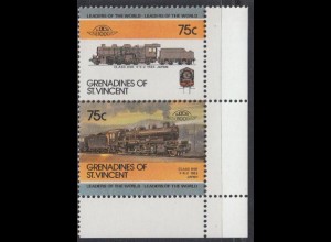 St.Vincent-Grenadinen Mi.Nr. Zdr.367-68 Lokomotiven, Class D 50 (2 Werte)