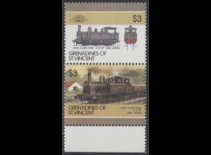 St.Vincent-Grenadinen Mi.Nr. Zdr.472-73 Lokomotiven, J.N.R. Class 1800 (2 Werte)
