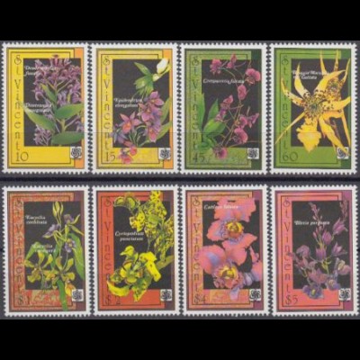 St.Vincent Mi.Nr. 1555-62 Int.Gartenbauausstellung EXPO'90, Orchideen (8 Werte)