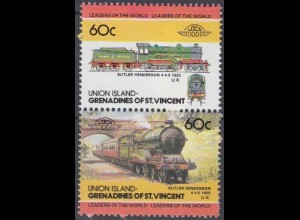 St.Vincent-Grenadi.-Union Isl. Mi.Nr. Zdr.90-91 Lokomotiven, Butler (2 Werte)