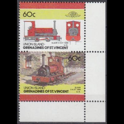 St.Vincent-Grenadi.-Union Isl. Mi.Nr. Zdr.146-47 Lokomotiven, Elidir (2 Werte)