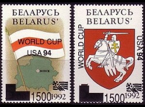 Weißrußland Mi.Nr. 52-53I Fussball WM USA, engl. Aufdruck a.Nr.4+5 (2 Werte)