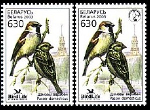 Weißrußland Mi.Nr. Paar 484-85 Vogel des Jahres, Haussperling (2 Werte)